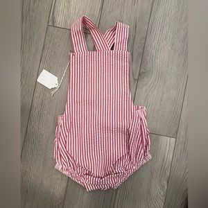 Stripped crisscross back handmade new romper